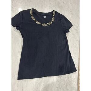 Style & Co Black Embellished Neckline Top – Women’s Size L